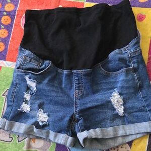 Materniry Stylish Blue Denim Maternity Shorts